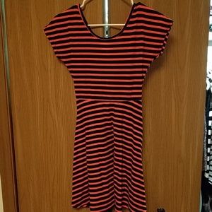 Orange and black striped skater dress